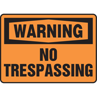 "No Trespassing" Sign, 7" x 10", Vinyl, English Absolute Business Supply