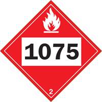 1075 Liquefied Petroleum Flammable Gas TDG Placard, Plastic Absolute Business Supply