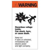 "Warning Hazardous Voltage" Sign, 8" x 4-1/2", Acrylic, English with Pictogram Absolute Business Supply