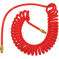 Flexcoil Self-Storing Polyurethane Air Hoses With Fittings, Air, 1/4" ID x 25' L, Polyurethane, 140 PSI at 23 °C Absolute Business Supply
