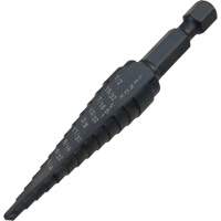 #1 Step Drill Bit, 1/8" - 1/2" , 1-3/2" Increments, High Speed Steel Absolute Business Supply