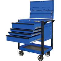 Chariot &agrave; outil s&eacute;rie EX de luxe, 4 tiroirs, 22-7/8" lo x 33" la x 44-1/4" h, Bleu Absolute Business Supply