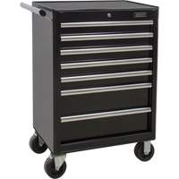Chariot &agrave; outils industriel, 7 tiroirs, 27" la x 18-3/4" p x 39" h, Noir Absolute Business Supply