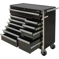 Chariot &agrave; outils industriel, 11 tiroirs, 41" la x 18-3/4" p x 39-1/3" h, Noir Absolute Business Supply