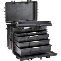 Coffre &agrave; outils militaire mobile avec tiroirs, 4 tiroirs, 22-4/5" la x 15" p x 18" h, Noir Absolute Business Supply