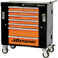 Armoire roulante, 8 tiroirs, 36" la x 18" p x 39-1/4" h, Noir/Orange Absolute Business Supply