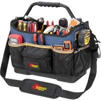 Boîte &agrave; outils ouverte &agrave; base moul&eacute;e, Polyester balistique, 17 pochettes, Noir/Bleu Absolute Business Supply