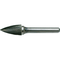 CLEVELAND Solid Carbide Burrs - Tree Shape Pointed End, SG-41, 1/8" Dia., 1/8" Shank, 1/4" Depth of Cut Absolute Business Supply