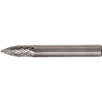 CLEVELAND Solid Carbide Burrs - Tree Shape Pointed End, SG-1, 1/4" Dia., 1/4" Shank, 5/8" Depth of Cut Absolute Business Supply