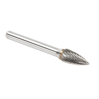 CLEVELAND Solid Carbide Burrs - Tree Shape Pointed End, SG-3, 9.53 mm Dia., 1/4" Shank Absolute Business Supply
