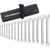 12-Point Long Pattern Wrench Set with Tool Roll, Combination, 15 Pieces, Imperial Absolute Business Supply