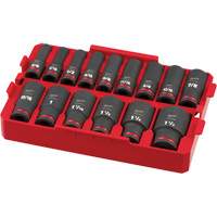 Jeu de douilles SAE Shockwave Impact Duty Packout, 15 Mcx, Chocs, Prise de 1/2", Profond Absolute Business Supply