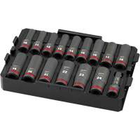 Jeu de douilles profondes 3/8" Shockwave Impact Duty Packout, 16 Mcx, Chocs, Prise de 1/2", Profond Absolute Business Supply