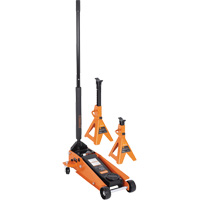 Service Jack with 4-Ton Vehicle Stands, 3.5 Ton(s) Capacity, 5-1/8" Lowered, 21" Raised, Manual Hydraulic Absolute Business Supply
