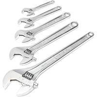Jeu de cl&eacute;s chrom&eacute;es, Ajustable, 5 morceaux, Imp&eacute;rial et m&eacute;trique Absolute Business Supply