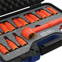 3/8" Drive SAE & Metric Hex Bit Insulated Socket and Attachment Set, 1000 V, 16 Pcs Absolute Business Supply