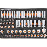 Jeu d'outils m&eacute;triques pour m&eacute;canicien MEGAMOD dans des plateaux en mousse modulaire avec armoire roulante &agrave; outils, 358 morcea Absolute Business Supply