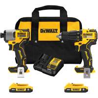 Brushless Compact Cordless 1/2" Hammer Drill & 1/4" Impact Driver Kit, Lithium-Ion, 20 V Absolute Business Supply