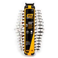 72-Tooth 12 Point Stubby Wrench Set, Ratcheting Combination, 14 Pieces, Imperial and Metric Absolute Business Supply
