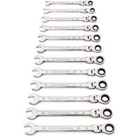 90-Tooth 12 Point Wrench Set, Flex Head/Ratcheting Combination, 12 Pieces, Metric Absolute Business Supply
