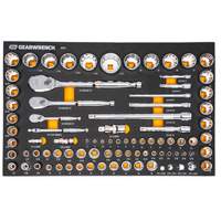 Jeu d'outils SAE/m&eacute;triques pour m&eacute;canicien &agrave; 90 dents 1/4", 3/8" & 1/2" avec plateau de rangement en mousse Absolute Business Supply