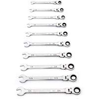 90-Tooth 12 Point SAE Wrench Set, Flex Head/Ratcheting Combination, 10 Pieces, Imperial Absolute Business Supply