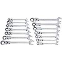 72-Tooth 12 Point Wrench Set, Flex Head/Ratcheting Combination, 14 Pieces, Imperial and Metric Absolute Business Supply