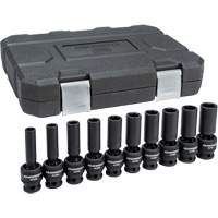 Jeu de douilles m&eacute;triques universelles &agrave; 6 pans, 10 Mcx, Chocs, Prise de 1/2", Profond Absolute Business Supply