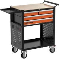 Chariot utilitaire, 4 tiroirs, Noir/Orange Absolute Business Supply