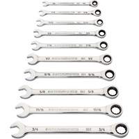 90-Tooth 12-Point Wrench Set, Ratcheting Combination, 10 Pieces, Imperial Absolute Business Supply