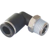MAXFIT Push-to-Connect to Male NPT Elbow Adapter, 3/8" x 1/2" Dia., PBT Polymer Absolute Business Supply