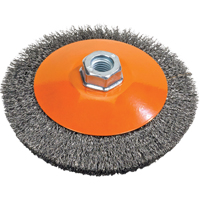 Saucer Cup Brush With Knot-Twisted Wires, 5" Dia., 0.02" Fill, 5/8"-11 Arbor, Steel Absolute Business Supply