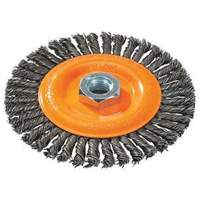 Brosse &agrave; fils nou&eacute;s pour cordons de soudure, Dia. 4", Fils 0,02", Arbre 5/8"-11, Acier Absolute Business Supply