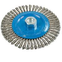 Brosse &agrave; fils &eacute;troits nou&eacute;s et torsad&eacute;s, Dia. 6", Fils 0,02", Arbre 5/8"-11, Aluminium/Acier inoxydable Absolute Business Supply