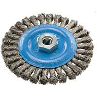 Wide Knotted Wire Wheel Brush, 5" Dia., 0.02" Fill, 5/8"-11 Arbor, Aluminum/Stainless Steel Absolute Business Supply