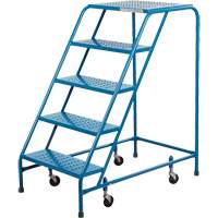 Rolling Step Ladder, 5 Steps, 18" Step Width, 46" Platform Height, Steel Absolute Business Supply