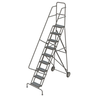 Steel Rolling Ladder, 9 Steps, 16" Step Width, 90" Platform Height, Steel Absolute Business Supply