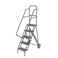 Rolling Ladder, 5 Steps, Serrated, 50" High Absolute Business Supply