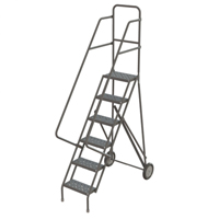 Rolling Ladder, 6 Steps, Serrated, 66" High Absolute Business Supply