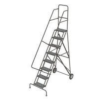 Rolling Ladder, 8 Steps, Serrated, 86" High Absolute Business Supply