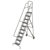 Rolling Ladder, 10 Steps, Serrated, 106" High Absolute Business Supply