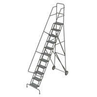 Rolling Ladder, 11 Steps, Serrated, 116" High Absolute Business Supply