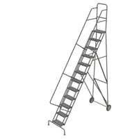 Rolling Ladder, 12 Steps, Serrated, 126" High Absolute Business Supply