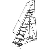 All Directional Rolling Ladder, 11 Steps, 24" Step Width, 110" Platform Height, Steel Absolute Business Supply