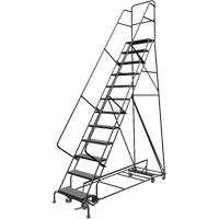 All Directional Rolling Ladder, 12 Steps, 24" Step Width, 120" Platform Height, Steel Absolute Business Supply