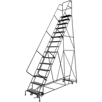 &eacute;chelles roulantes multidirectionnelles, 15 marches, Largeur de la marche 24", Hauteur de la plateforme 150", Acier Absolute Business Supply