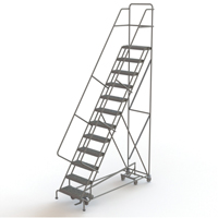 All Directional Rolling Ladder, 12 Steps, 24" Step Width, 120" Platform Height, Steel Absolute Business Supply