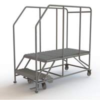 Mobile Work Platform, Steel, 2 Steps, 20" H, 47" D, 24" Step, Serrated Absolute Business Supply