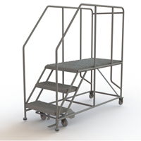 Mobile Work Platform, Steel, 3 Steps, 30" H, 47" D, 24" Step, Serrated Absolute Business Supply