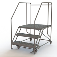 Mobile Work Platform, Steel, 3 Steps, 30" H, 36" D, 36" Step, Serrated Absolute Business Supply